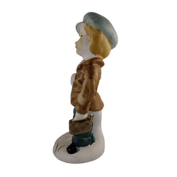 VTG Hand-Painted Dutch Boy Figurine In Brown Jacket Bow Tie Hat Lunch Box 6.5" - Picture 2 of 6